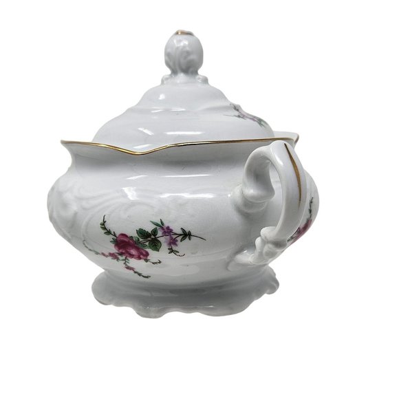 Vintage Wawel Royal Vienna Collection Sugar Bowl with Lid & Creamer White Floral - Picture 6 of 16